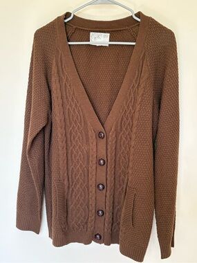 Debbie Morgan Brown Cable Knit Cardigan